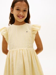Stripe Seersucker Fit And Flare Dress — Yellow 2