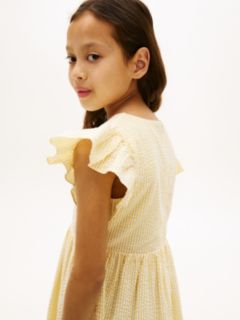 Stripe Seersucker Fit And Flare Dress — Yellow 3