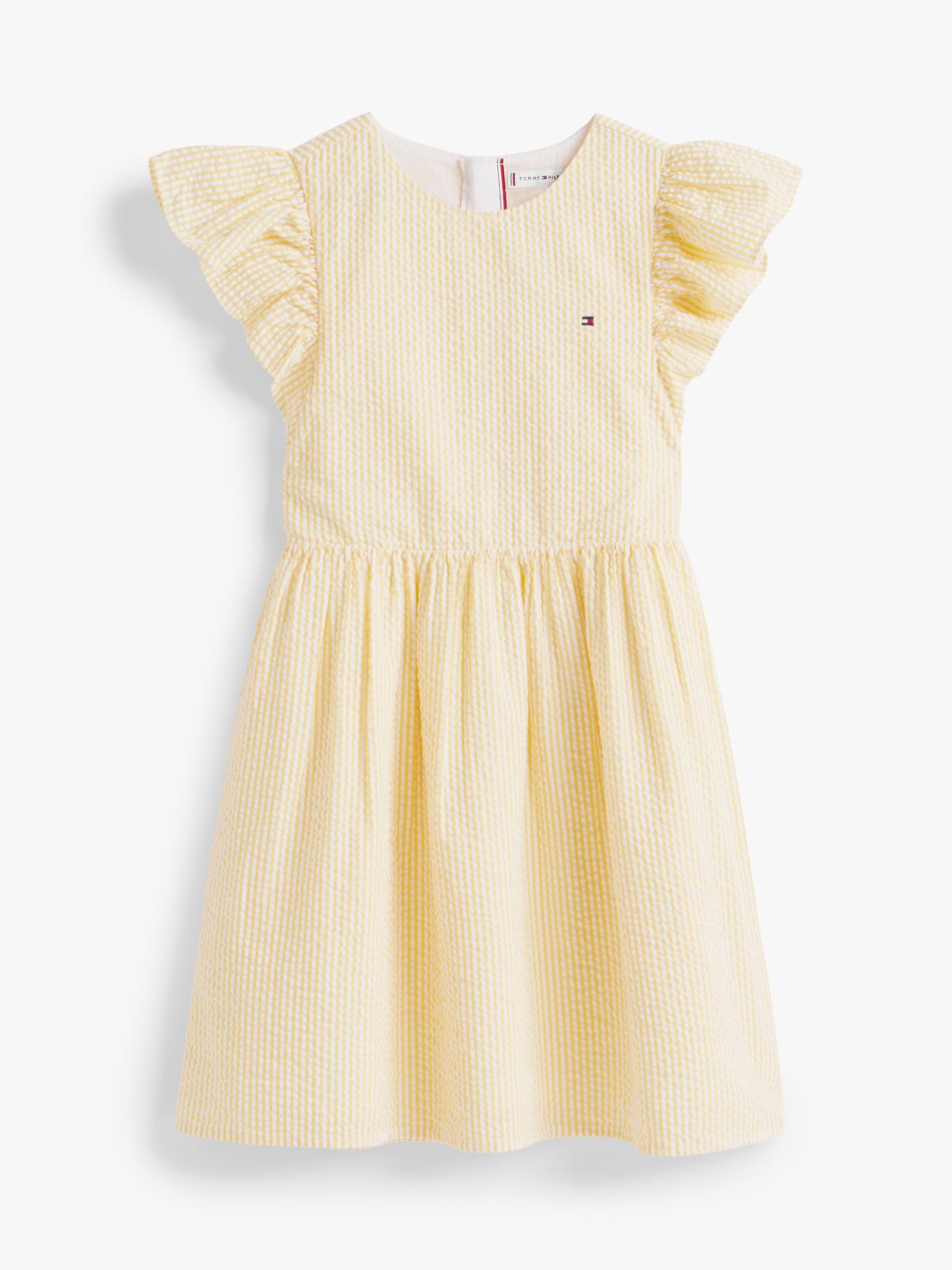 Stripe Seersucker Fit And Flare Dress — Yellow