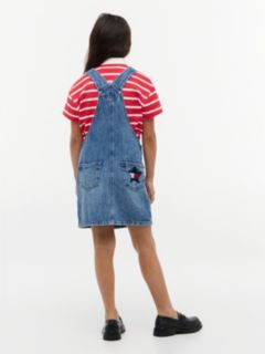 Back Star Flag Denim Dungaree Dress — Blue 4