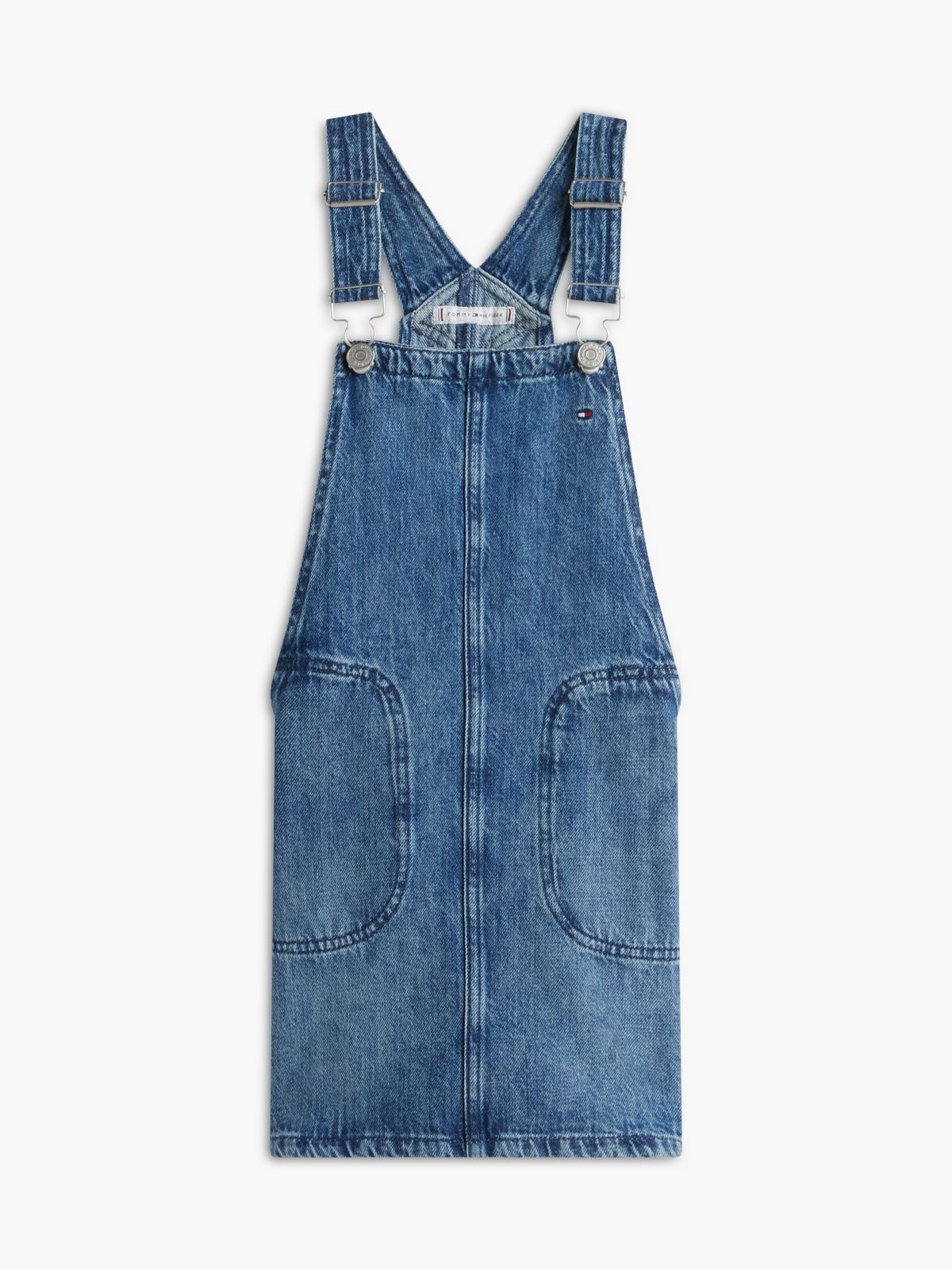 Back Star Flag Denim Dungaree Dress — Blue