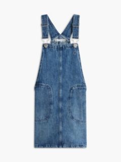 Back Star Flag Denim Dungaree Dress — Blue 5