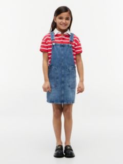 Back Star Flag Denim Dungaree Dress — Blue 1