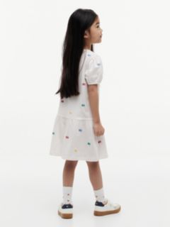 Floral Embroidery Relaxed Fit And Flare Dress — White 4