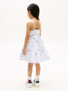 Floral Embroidery Stripe Fit And Flare Dress — Blue 4