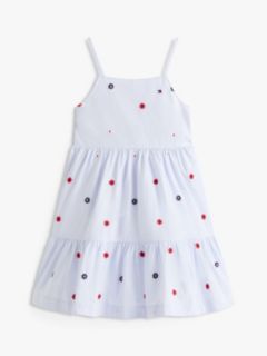 Floral Embroidery Stripe Fit And Flare Dress — Blue 5