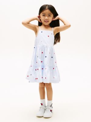 Floral Embroidery Stripe Fit And Flare Dress