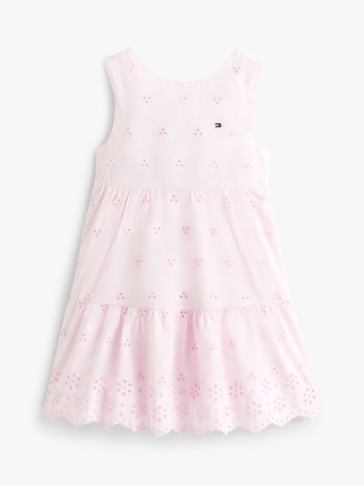 Back Bow Broderie Anglaise Dress — Pink