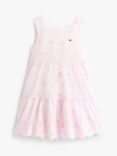 Back Bow Broderie Anglaise Dress — Pink 5