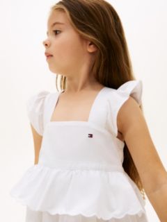 Broderie Anglaise Tiered Gathered Dress — White 2