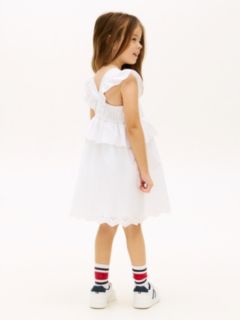 Broderie Anglaise Tiered Gathered Dress — White 4