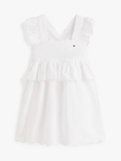 Broderie Anglaise Tiered Gathered Dress — White 5