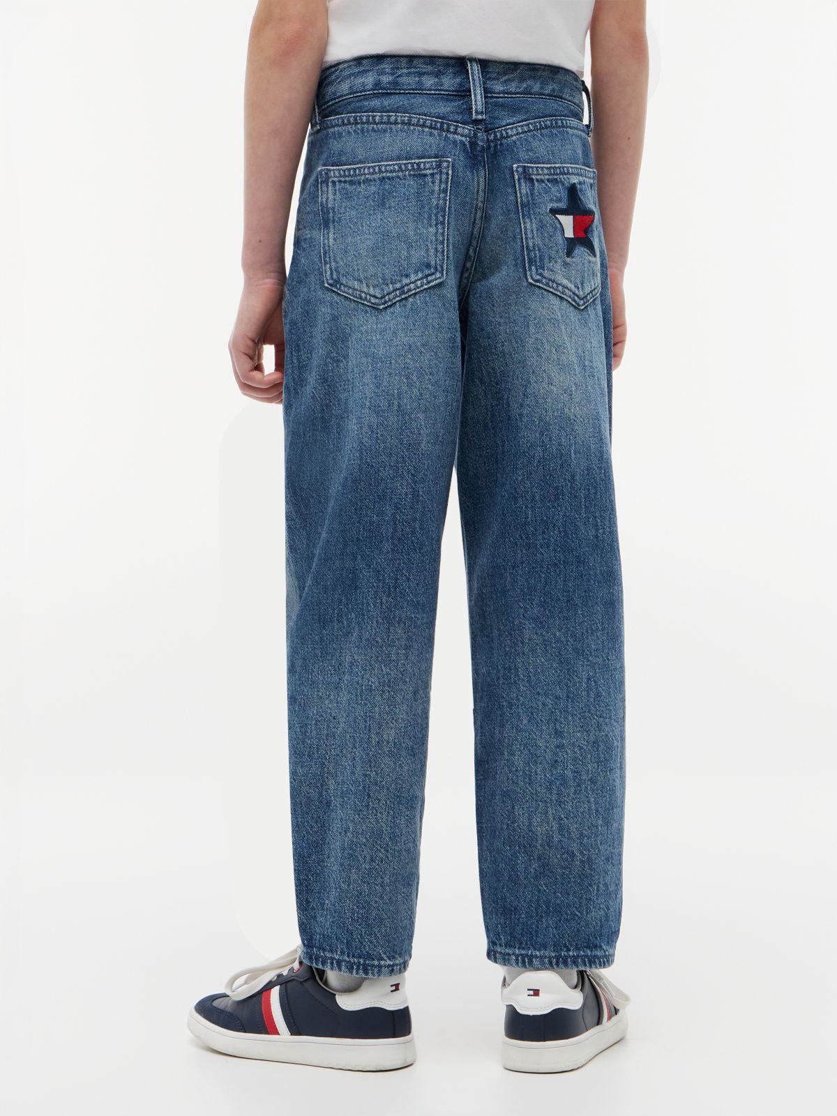 Star Flag Barrel Leg Jeans — Blue