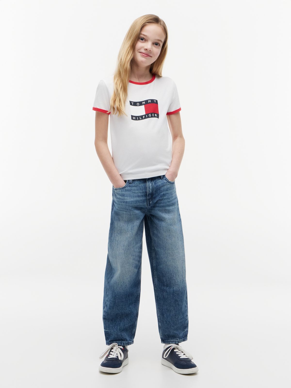 Star Flag Barrel Leg Jeans — Blue