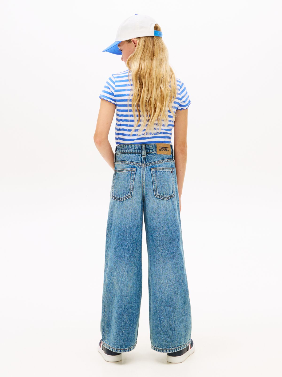 Mabel Whiskered High Rise Wide Leg Jeans — Blue