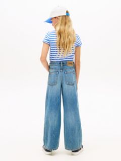 Mabel Whiskered High Rise Wide Leg Jeans — Blue 4
