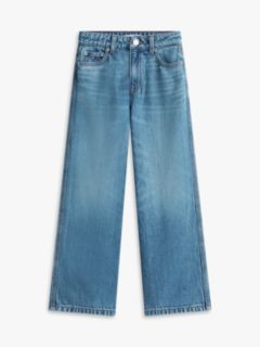 Mabel Whiskered High Rise Wide Leg Jeans — Blue 5