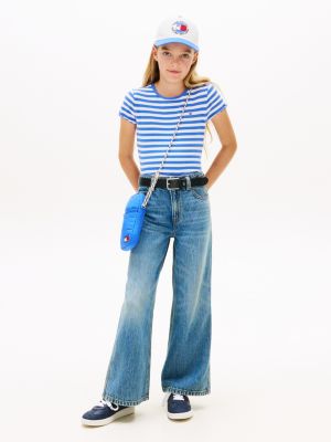 blue mabel whiskered high rise wide leg jeans for girls tommy hilfiger