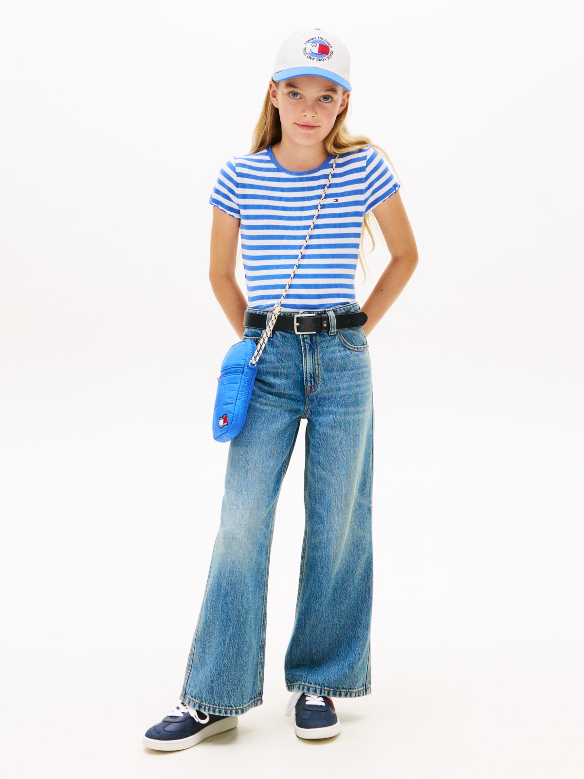 Mabel Whiskered High Rise Wide Leg Jeans — Blue