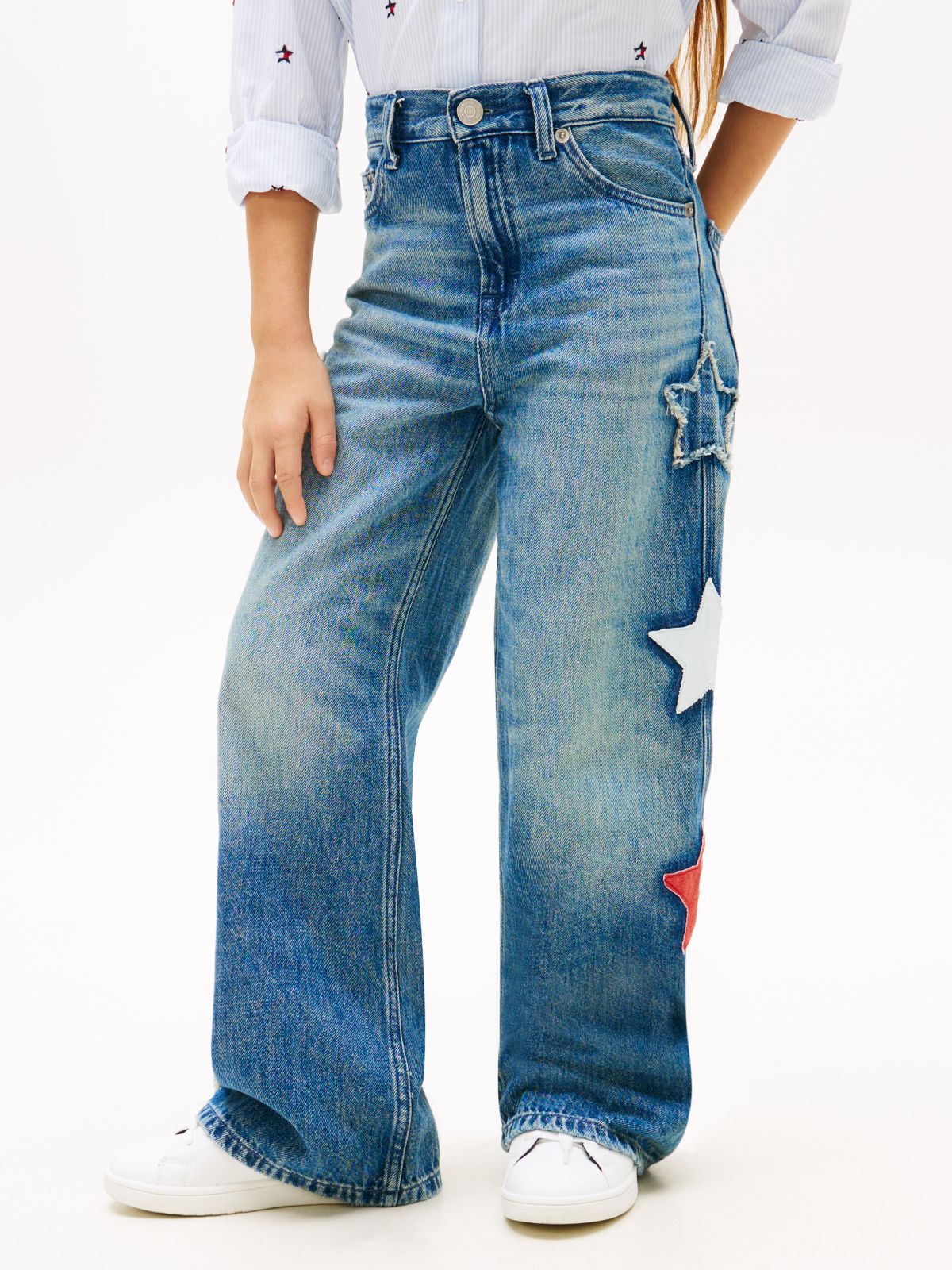 Mabel Star High Rise Wide Leg Jeans — Blue