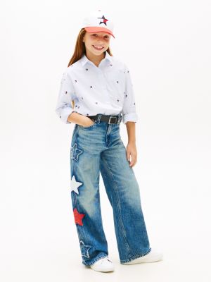 blue mabel star high rise wide leg jeans for girls tommy hilfiger