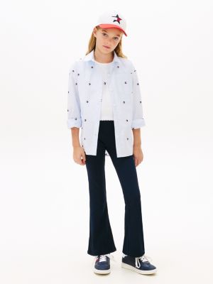 blue essential ribbed extra slim flared leggings for girls tommy hilfiger