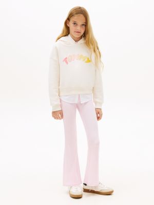 pink essential ribbed extra slim flared leggings for girls tommy hilfiger