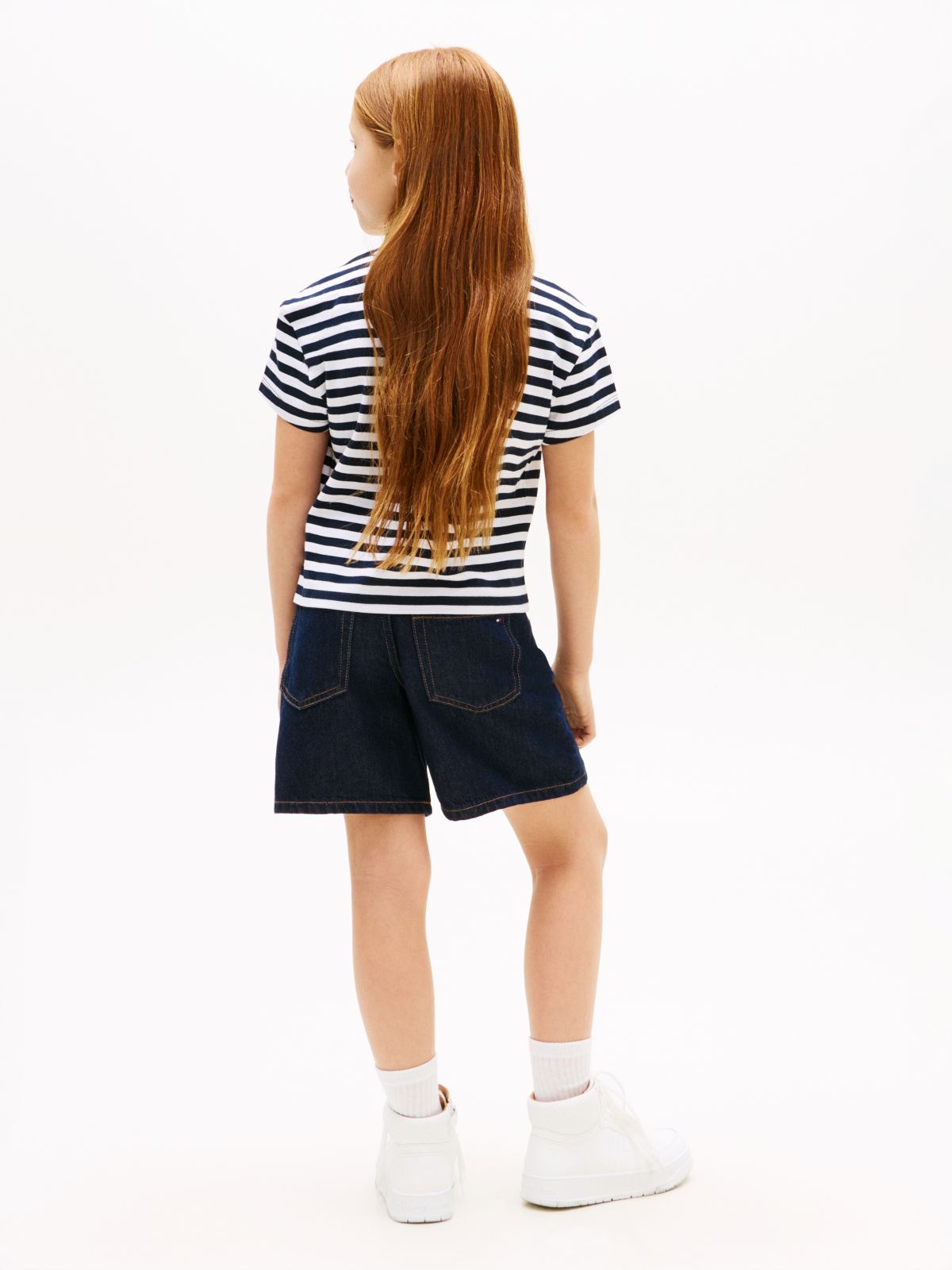 Essential Stripe Logo Embroidery Relaxed T-Shirt — Blue