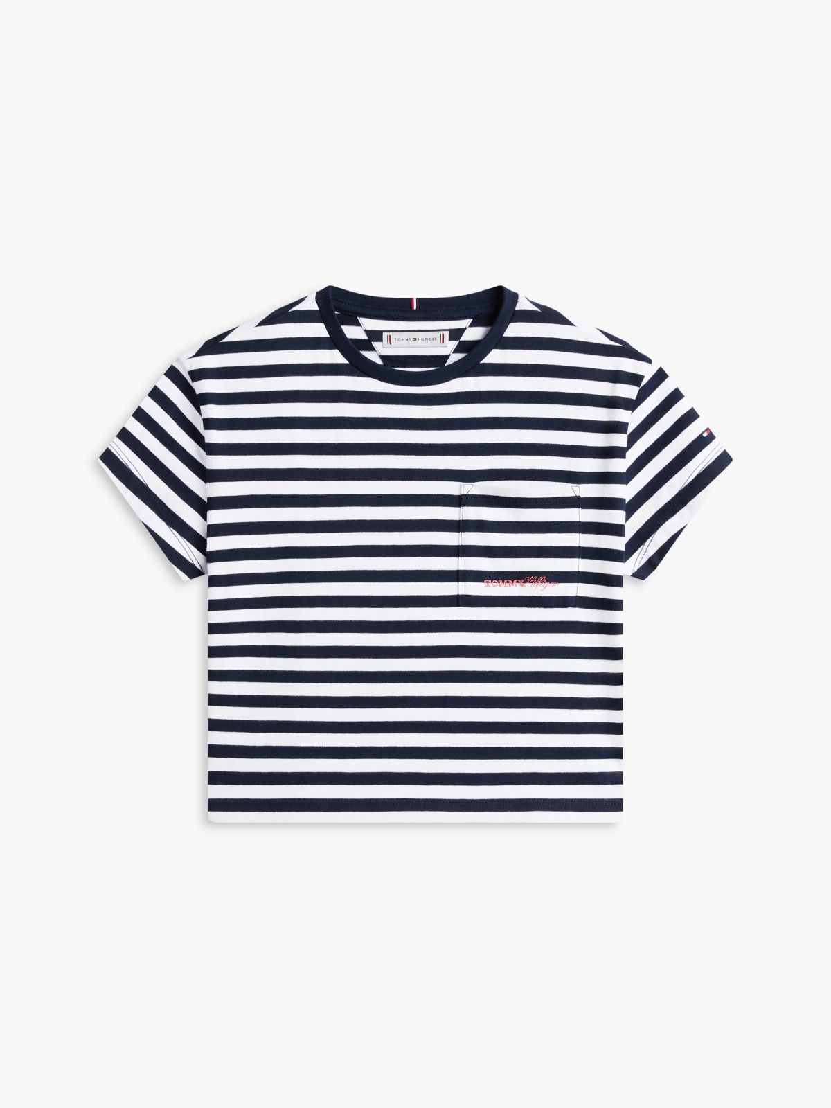 Essential Stripe Logo Embroidery Relaxed T-Shirt — Blue