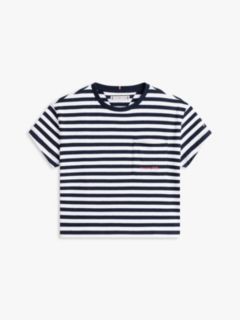 Essential Stripe Logo Embroidery Relaxed T-Shirt — Blue 5