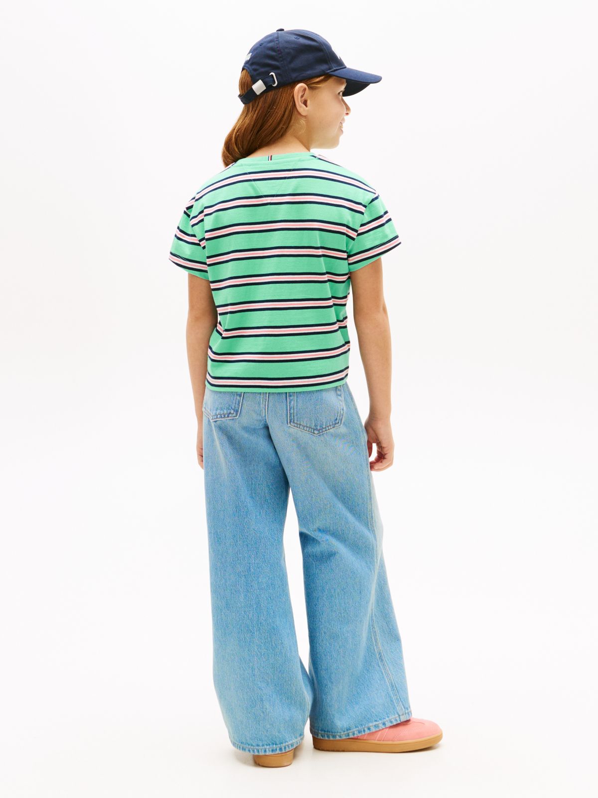 Essential Stripe Logo Embroidery Relaxed T-Shirt — Green