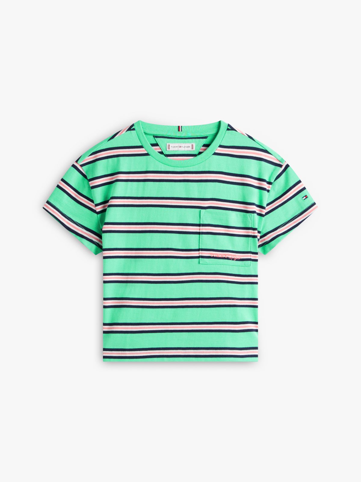 Essential Stripe Logo Embroidery Relaxed T-Shirt — Green