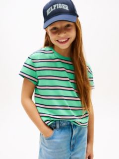 Essential Stripe Logo Embroidery Relaxed T-Shirt — Green 1