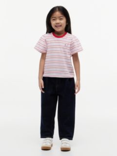 Stripe Relaxed Jersey Crew Neck Top — Pink 2
