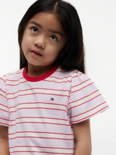 Stripe Relaxed Jersey Crew Neck Top — Pink 3