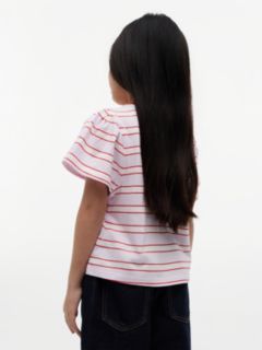 Stripe Relaxed Jersey Crew Neck Top — Pink 4