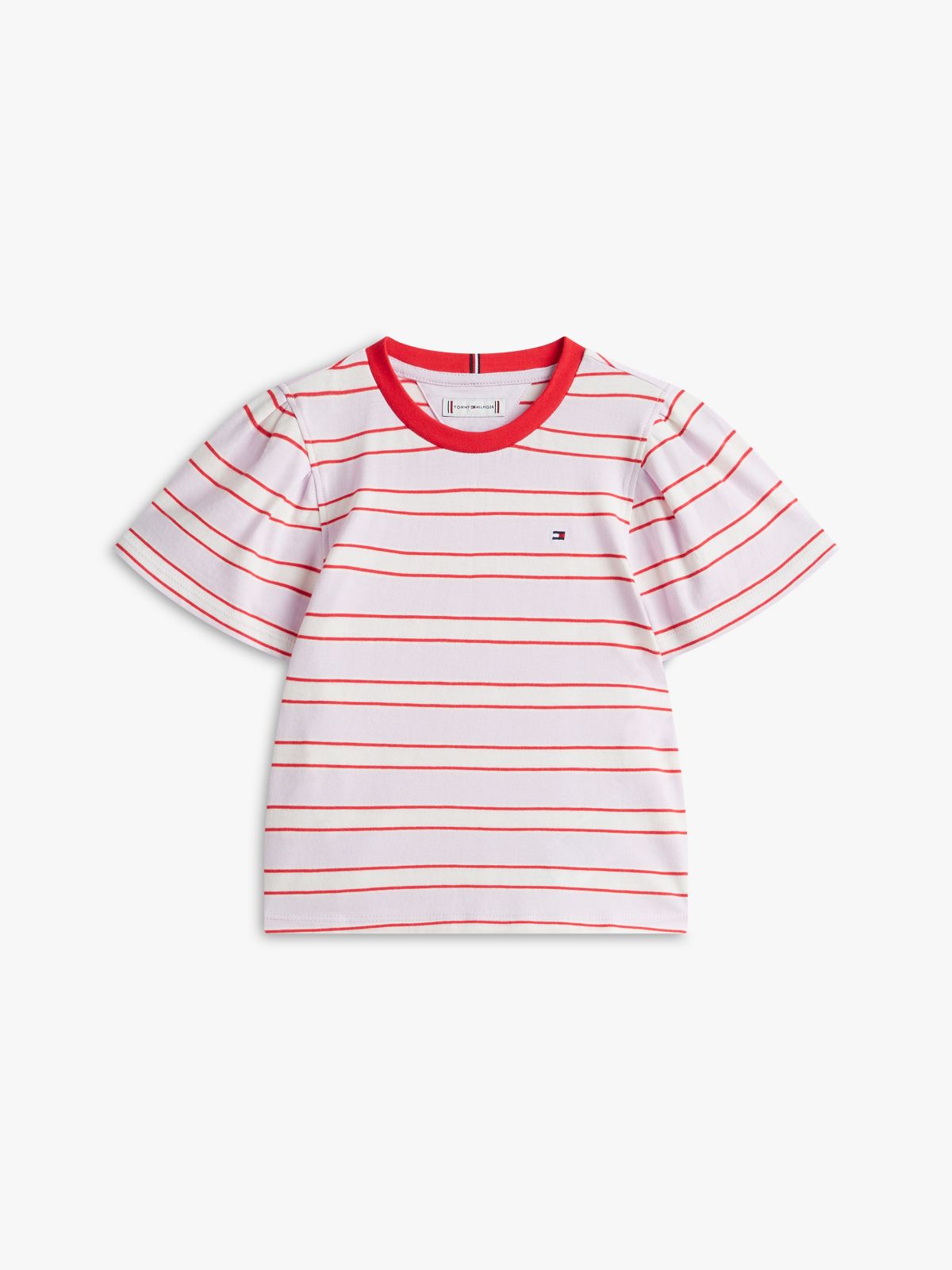 Stripe Relaxed Jersey Crew Neck Top — Pink