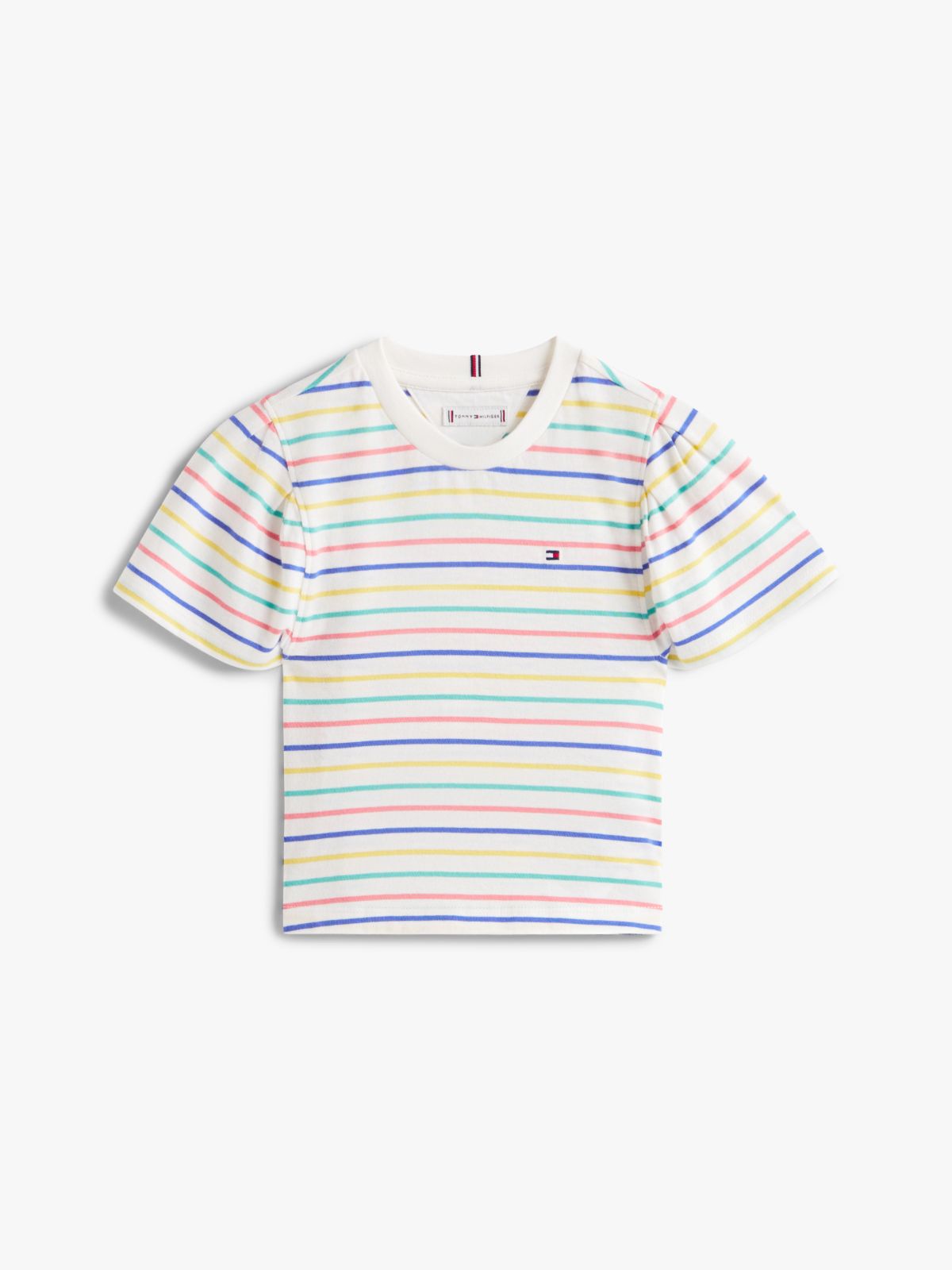 Stripe Relaxed Jersey Crew Neck Top — White