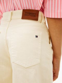 Mabel High Rise Wide Leg Denim Shorts — Beige 3