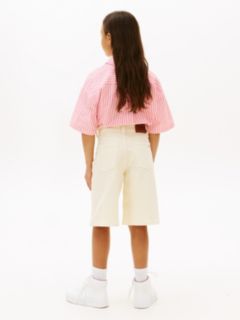 Mabel High Rise Wide Leg Denim Shorts — Beige 4