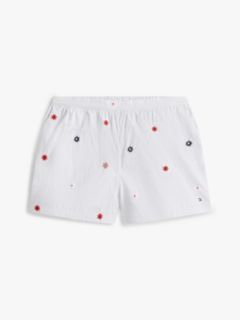 Floral Embroidery Wide Leg Shorts — Blue 5