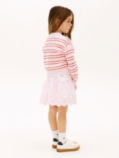 Stripe Pointelle Relaxed Cardigan — Pink 4
