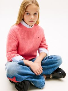 Pointelle Cable Knit Relaxed Jumper — Pink 2