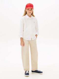 Pointelle Cable Knit Relaxed Jumper — White 3
