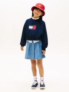 Wavy Flag Puff Hem Relaxed Sweatshirt — Blue 3