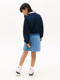 Wavy Flag Puff Hem Relaxed Sweatshirt — Blue 4