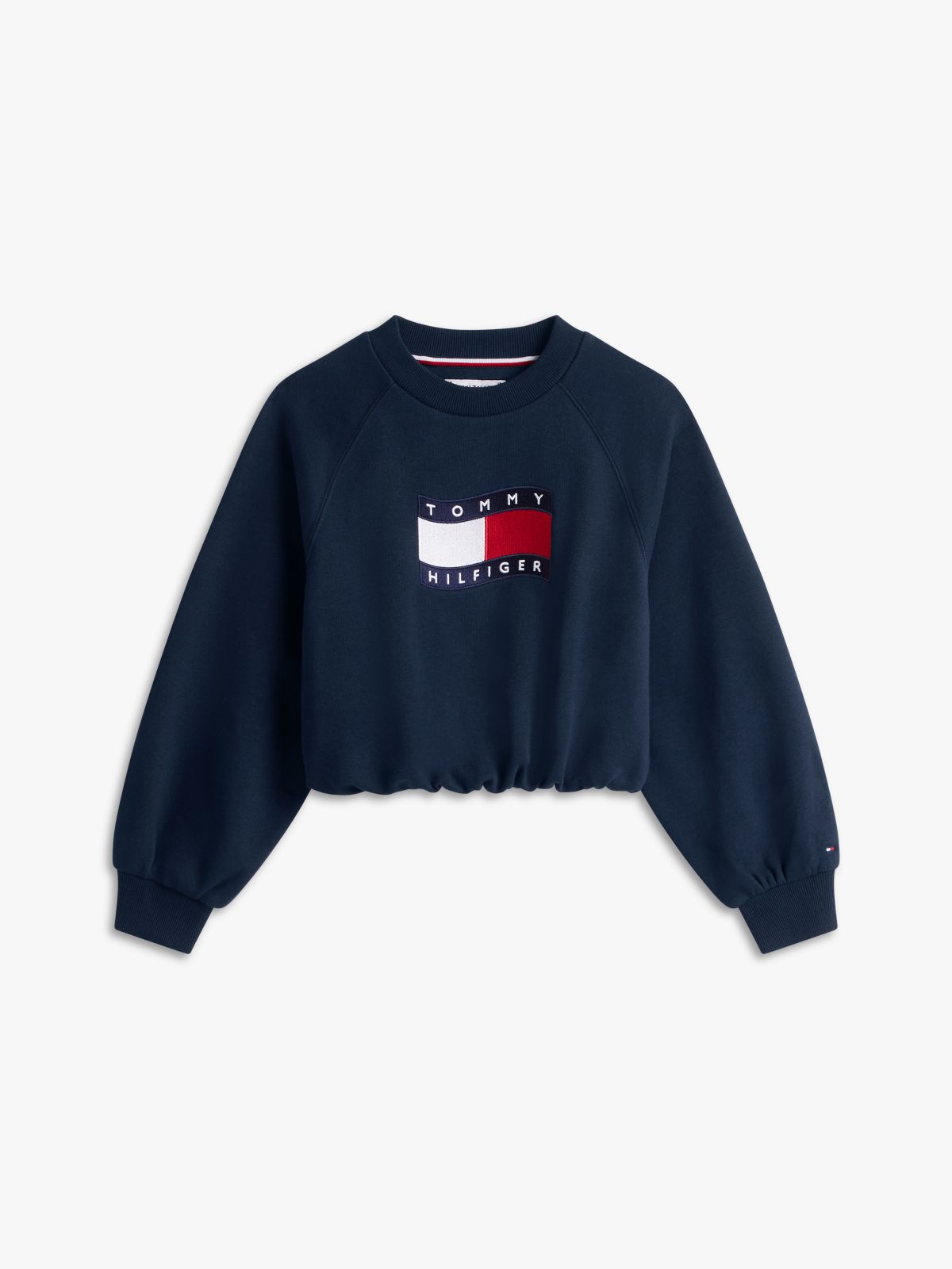 Wavy Flag Puff Hem Relaxed Sweatshirt — Blue