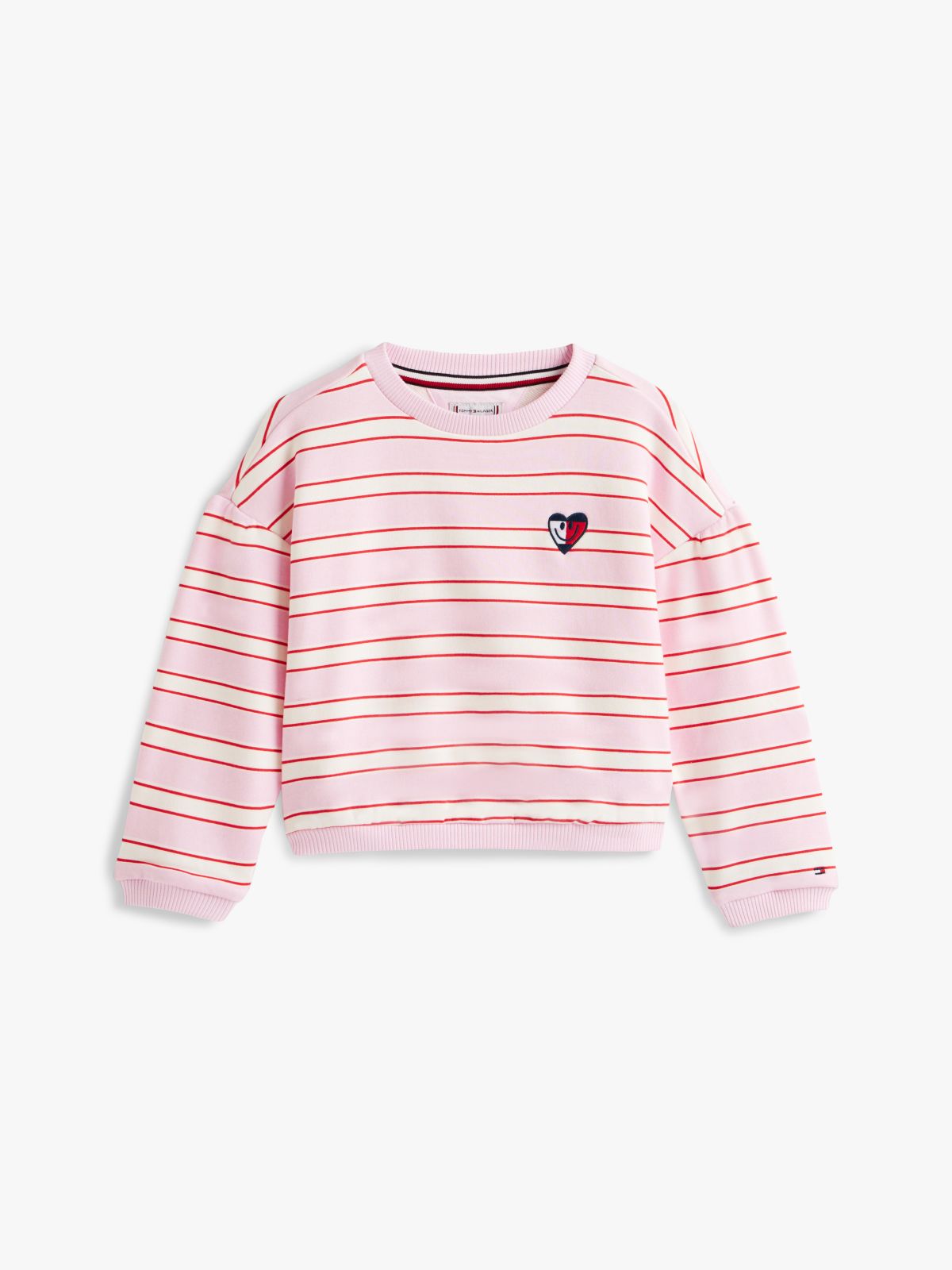 Smiley Heart Flag Relaxed Sweatshirt — Beige