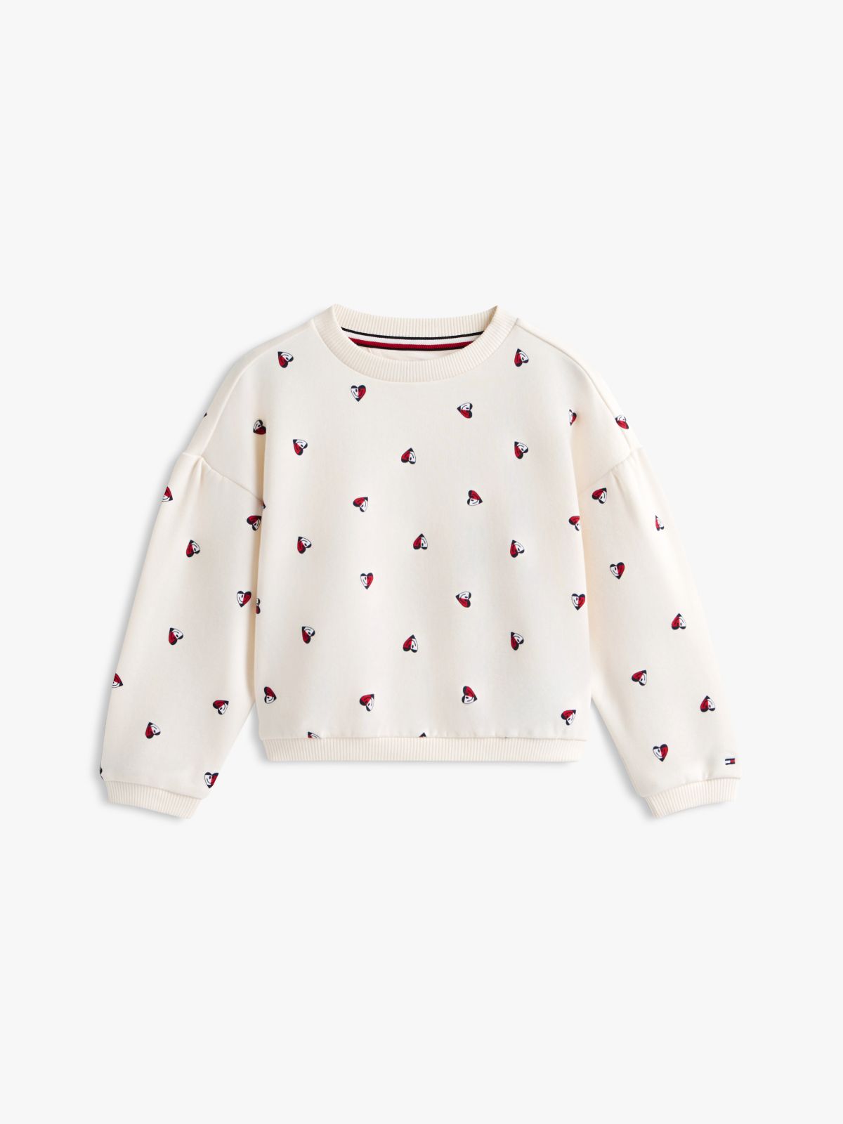 Smiley Heart Flag Relaxed Sweatshirt — White