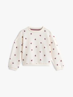 Smiley Heart Flag Relaxed Sweatshirt — White 5